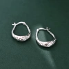 APOTIE silver hammer-patterned large ear rings, retro and simple S925 earrings, fashionable and trendy accessories for daily commuting details Picture